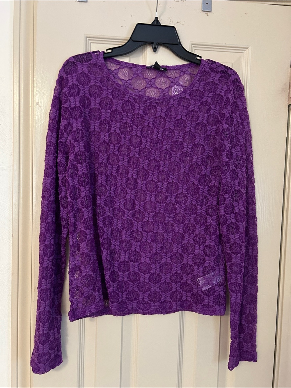 J. Crew Purple Floral Lace Long Sleeve Top